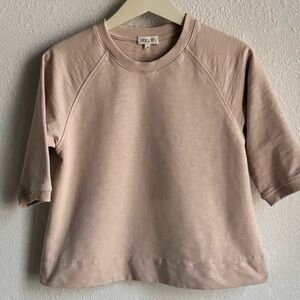 Roolee raglan short-sleeve top in a tan color